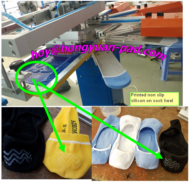 sock non slip silicon heel printing