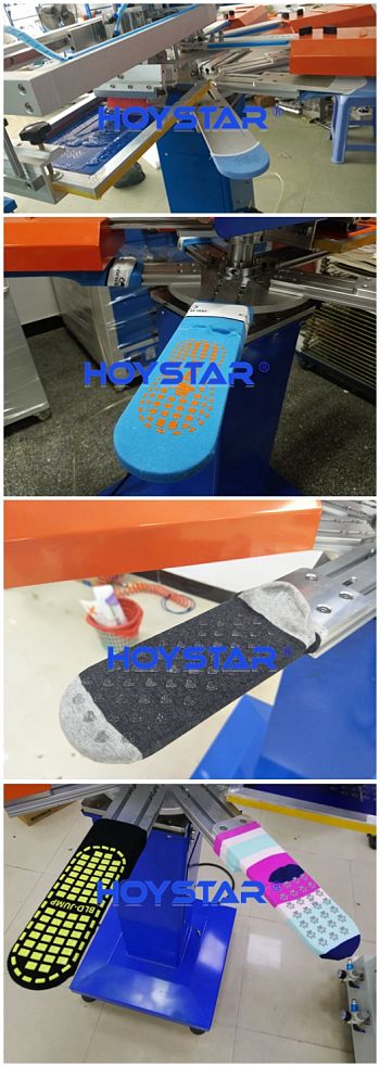 1 color 8 station anti slip sock screen printing machine