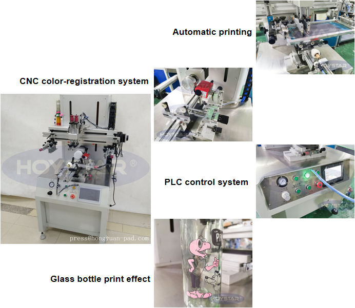 Automatic Registration Cylindrical Screen Print Glass Bottle